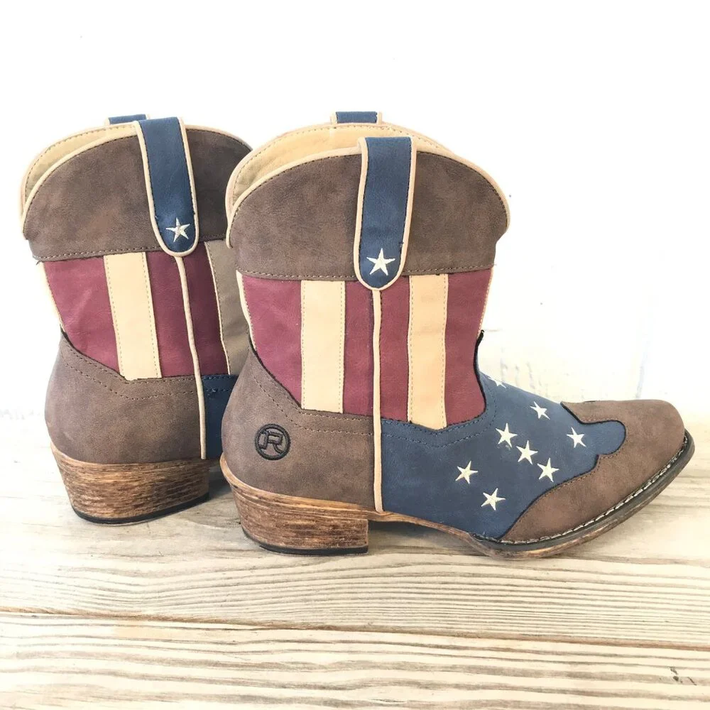 Roper Stars n Stripes Womens Western Ankle Boots 9.5 09-021-1567-2117